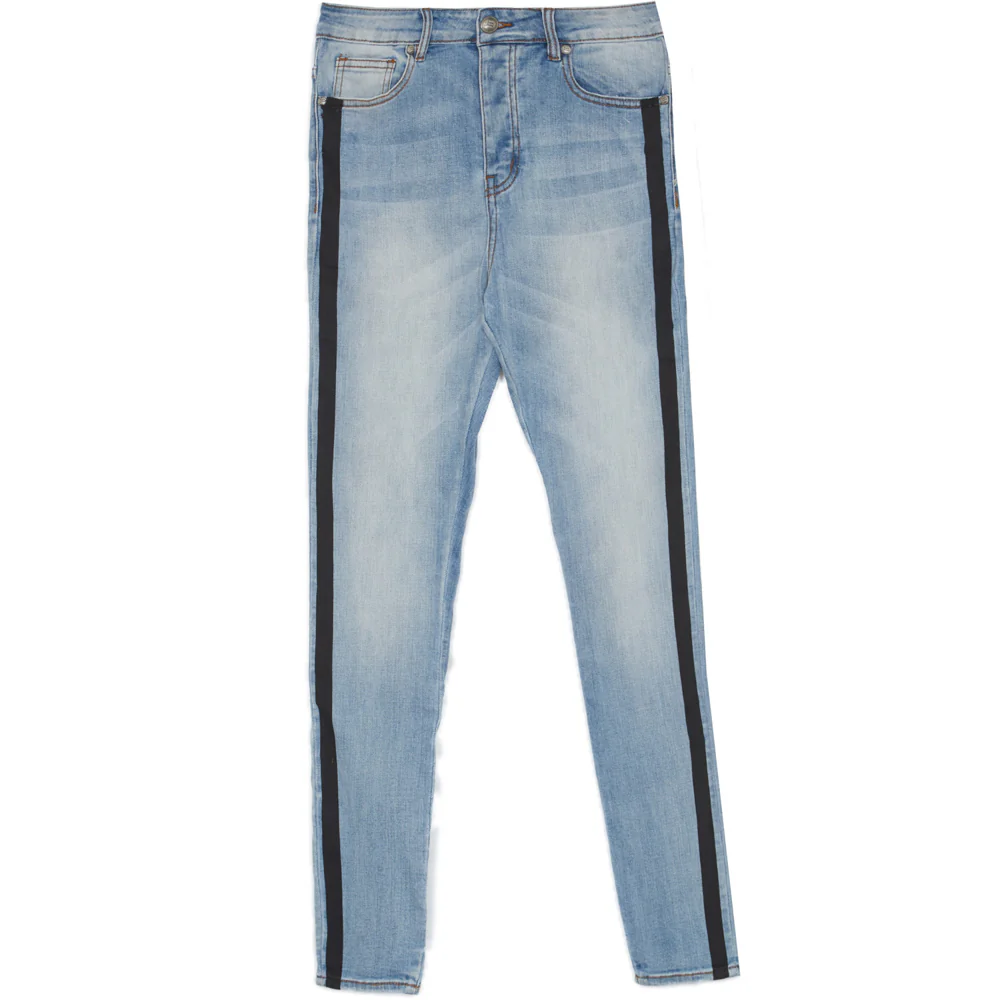 Jean bande double bleu