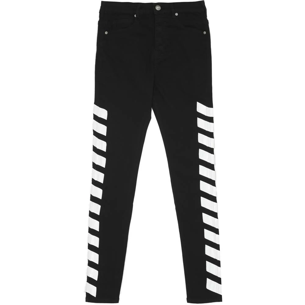 Jean bandes diagonales noir blanc - Image 4