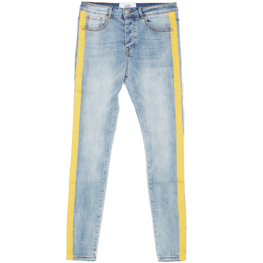 Jean bandes bleu jaune