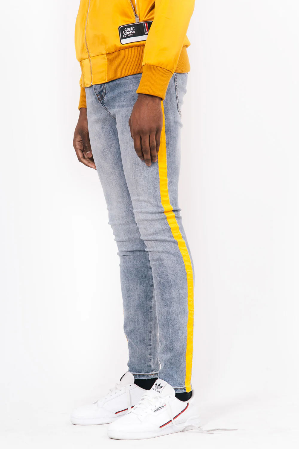 Jean bandes bleu jaune - Image 2