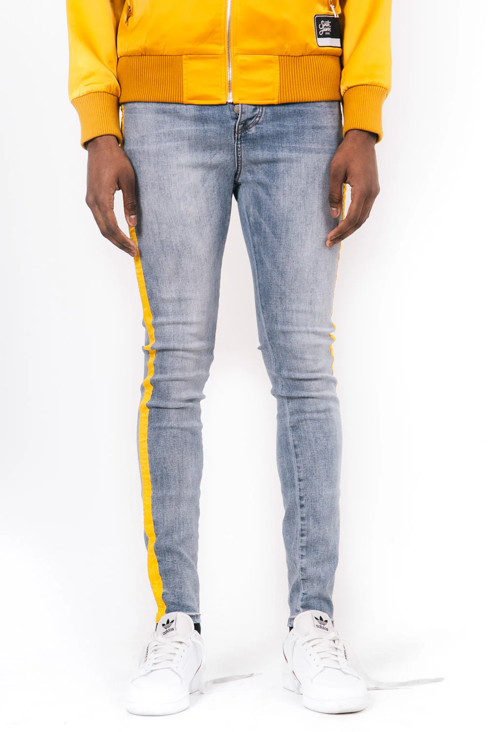 Jean bandes bleu jaune - Image 3