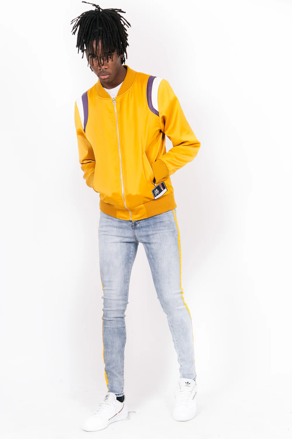 Jean bandes bleu jaune - Image 5