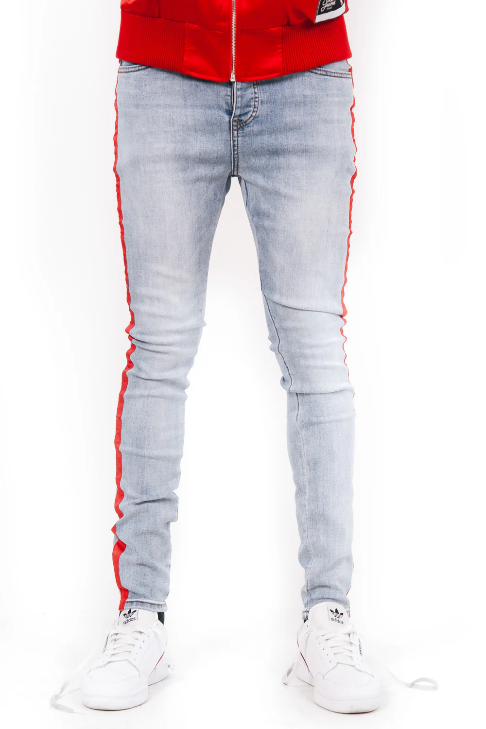 Jean bandes bleu rouge - Image 4