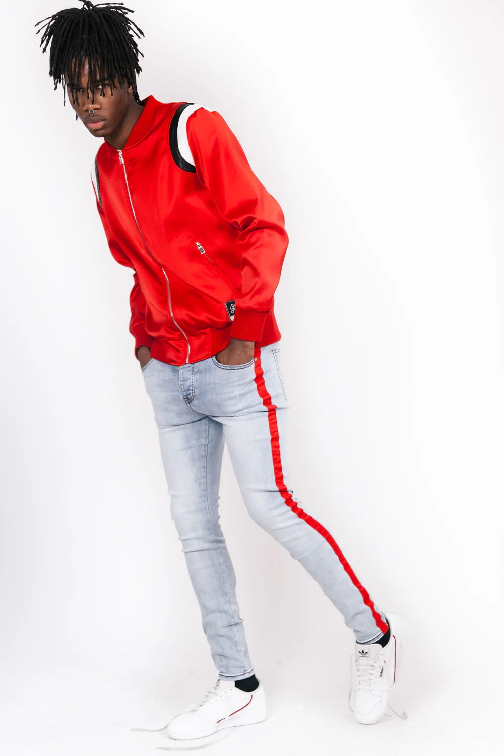 Jean bandes bleu rouge - Image 5