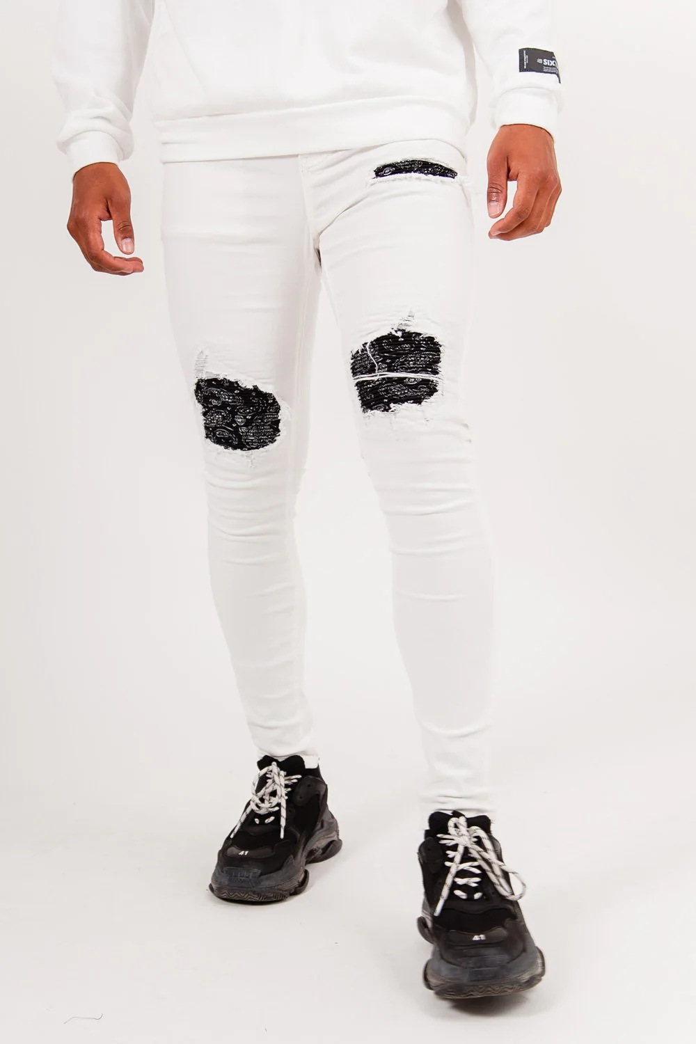 Jean bandana déchiré blanc