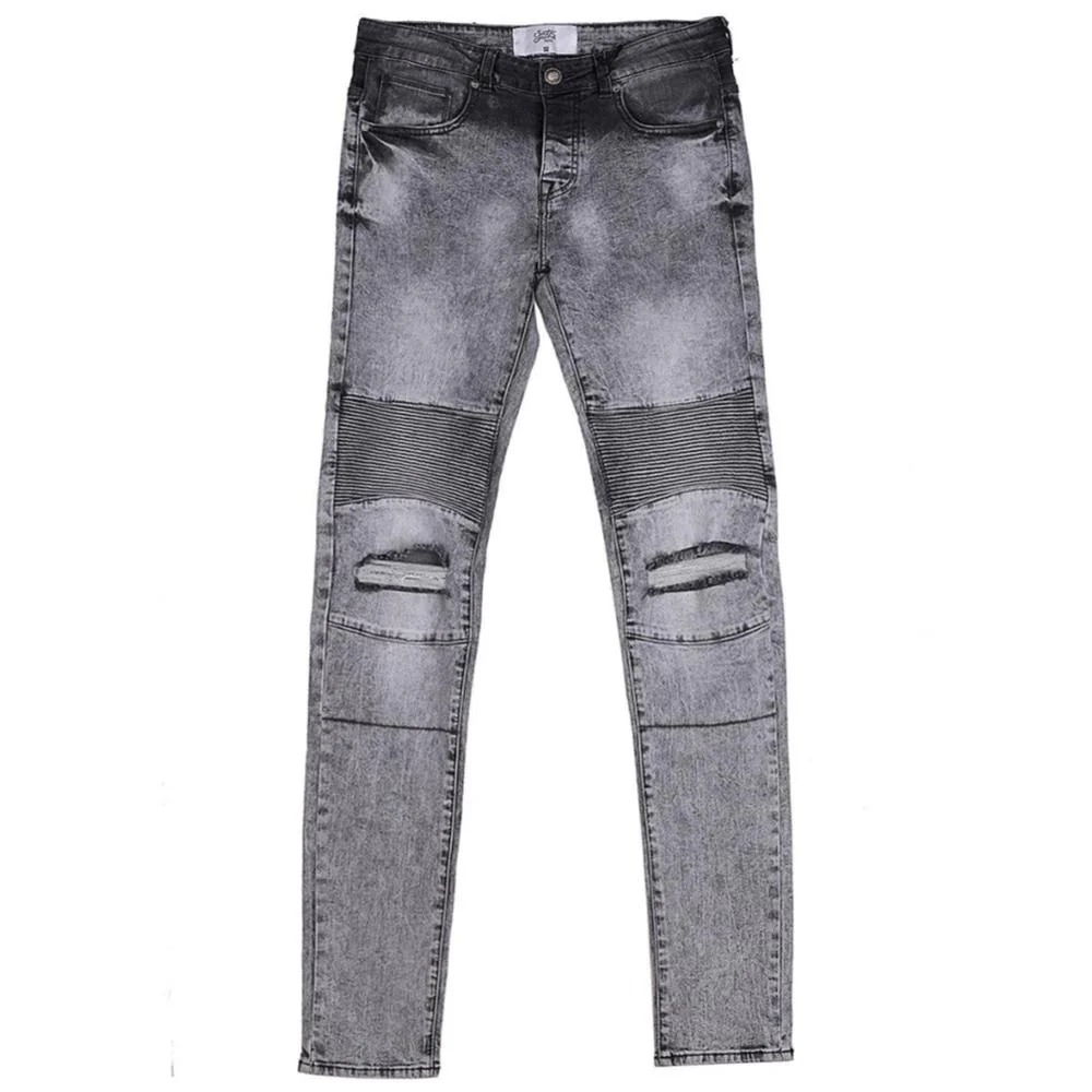 Jean biker délavé destroy gris 1890H