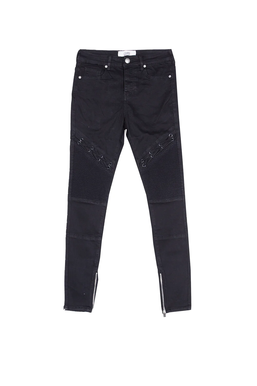 Jean biker lacets noir