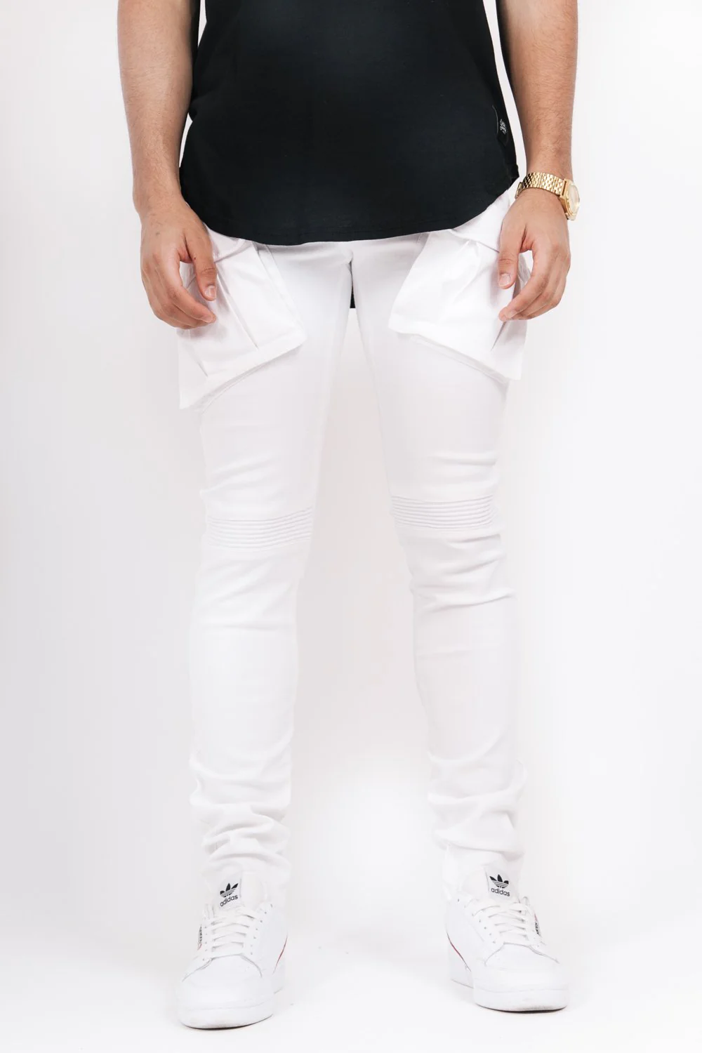 Denim biker cargo pockets white M2454HDE