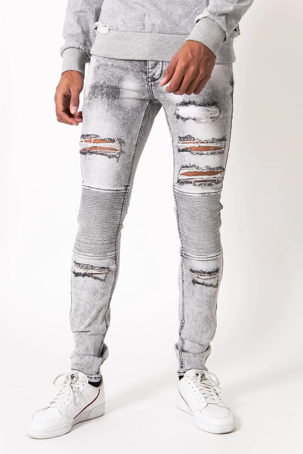 Jean biker délavé gris 1383H