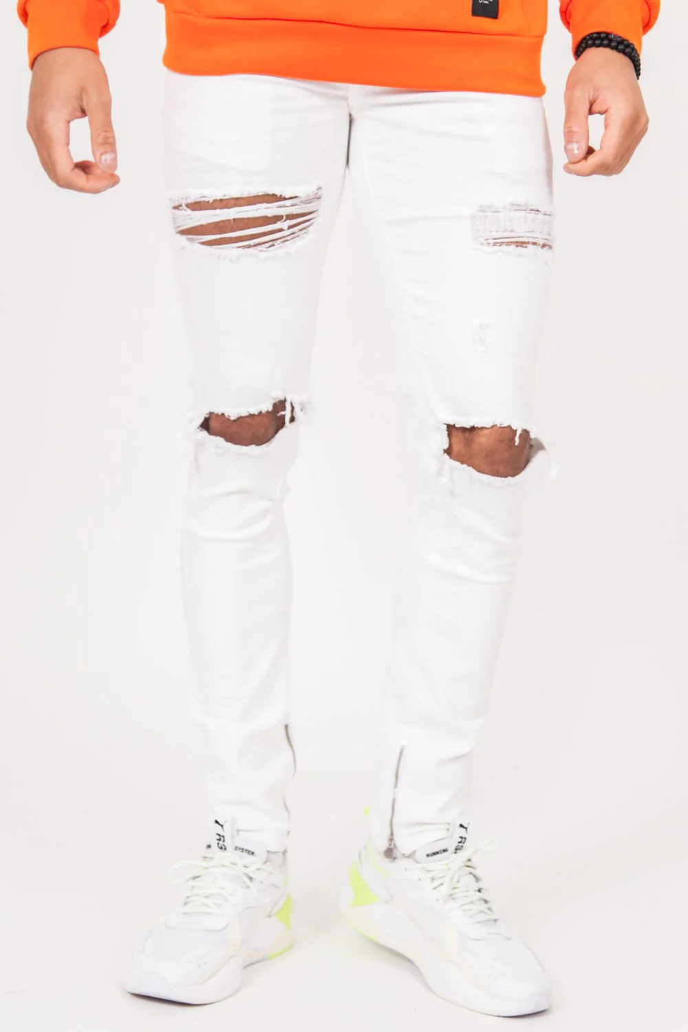Denim ankle zipper white M2457HDE