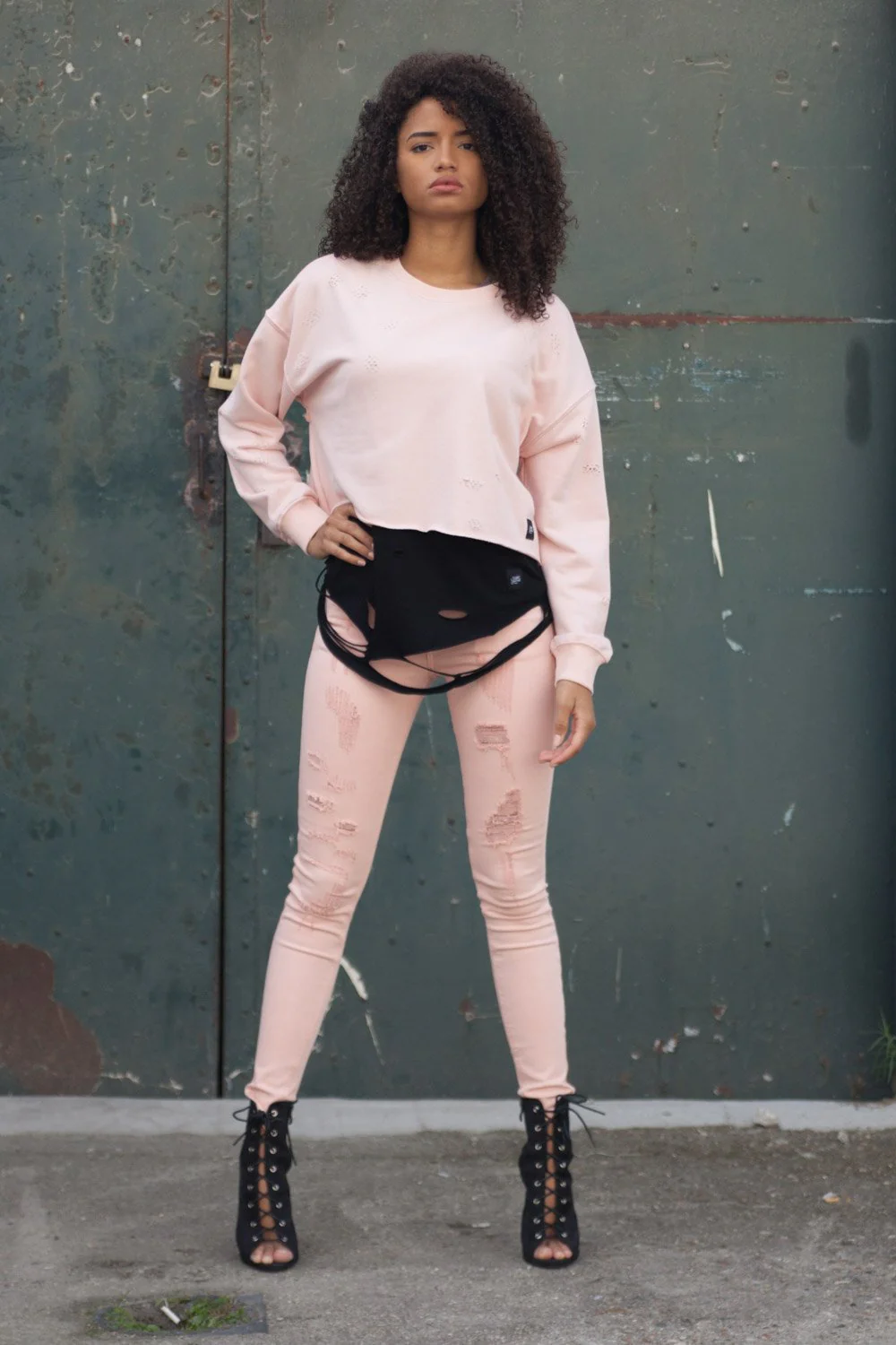 Jean destroy Femme rose W2260HDE