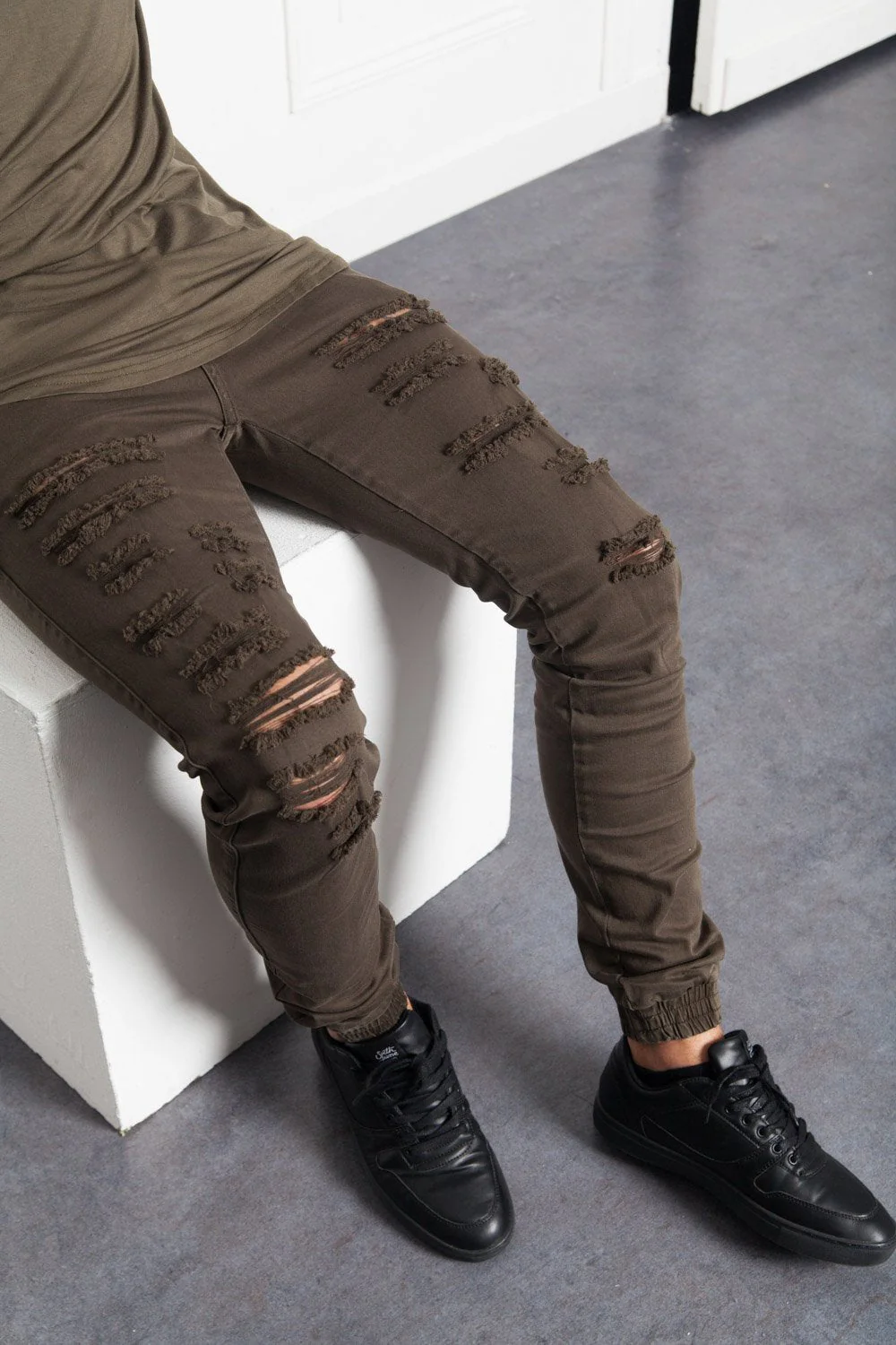 Jean destroy slim élastique kaki M1922HDE