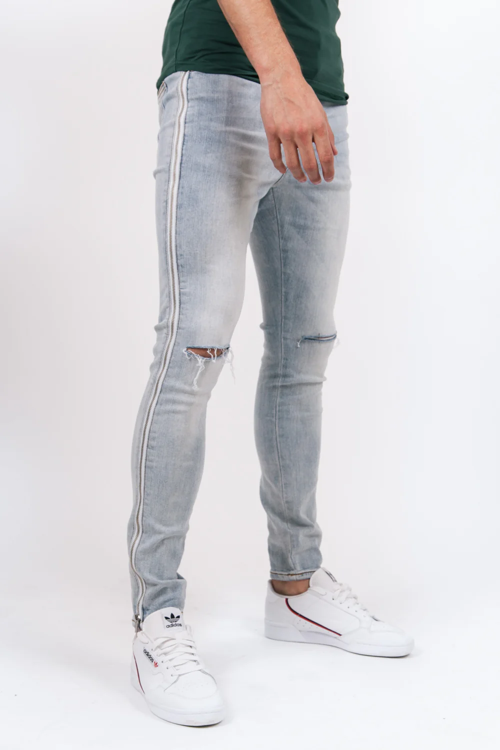 Jean destroy zips bleu - Image 3