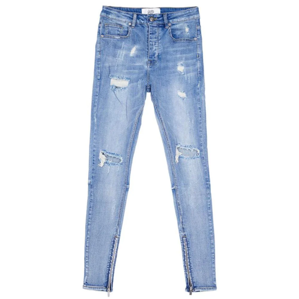 Jean destroy zips skinny Sixth June bleu