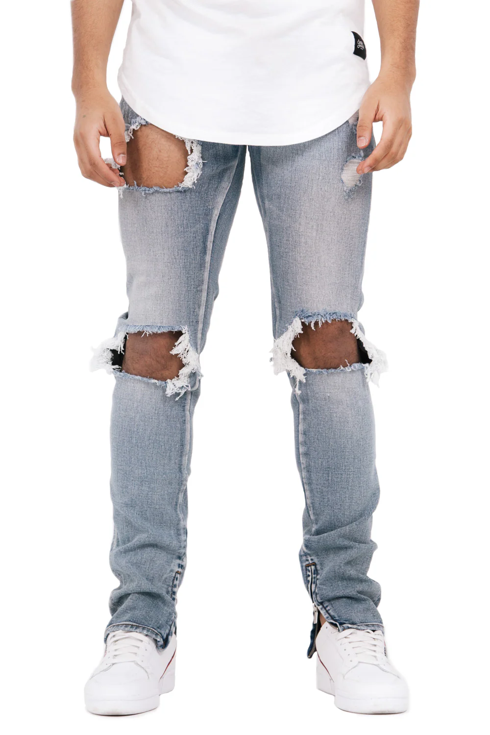 Jean ultra destroy zips Bleu clair