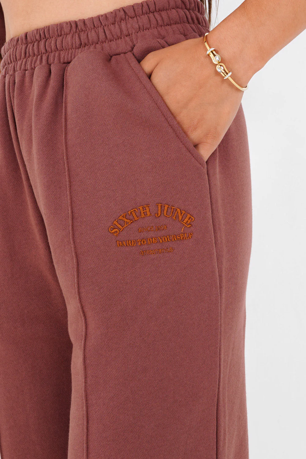 Jogging logo jambes larges Marron - Image 3