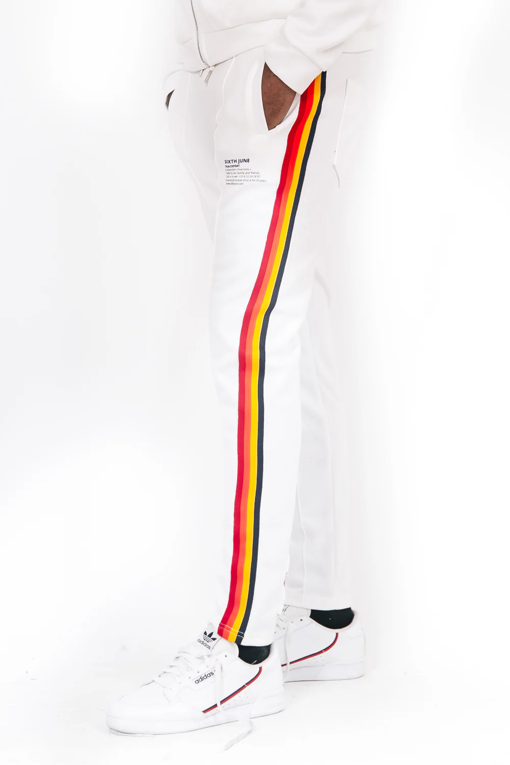 Jogging bandes 4 couleurs blanc - Image 2