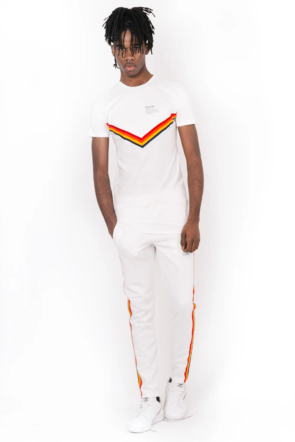 Jogging bandes 4 couleurs blanc - Image 5