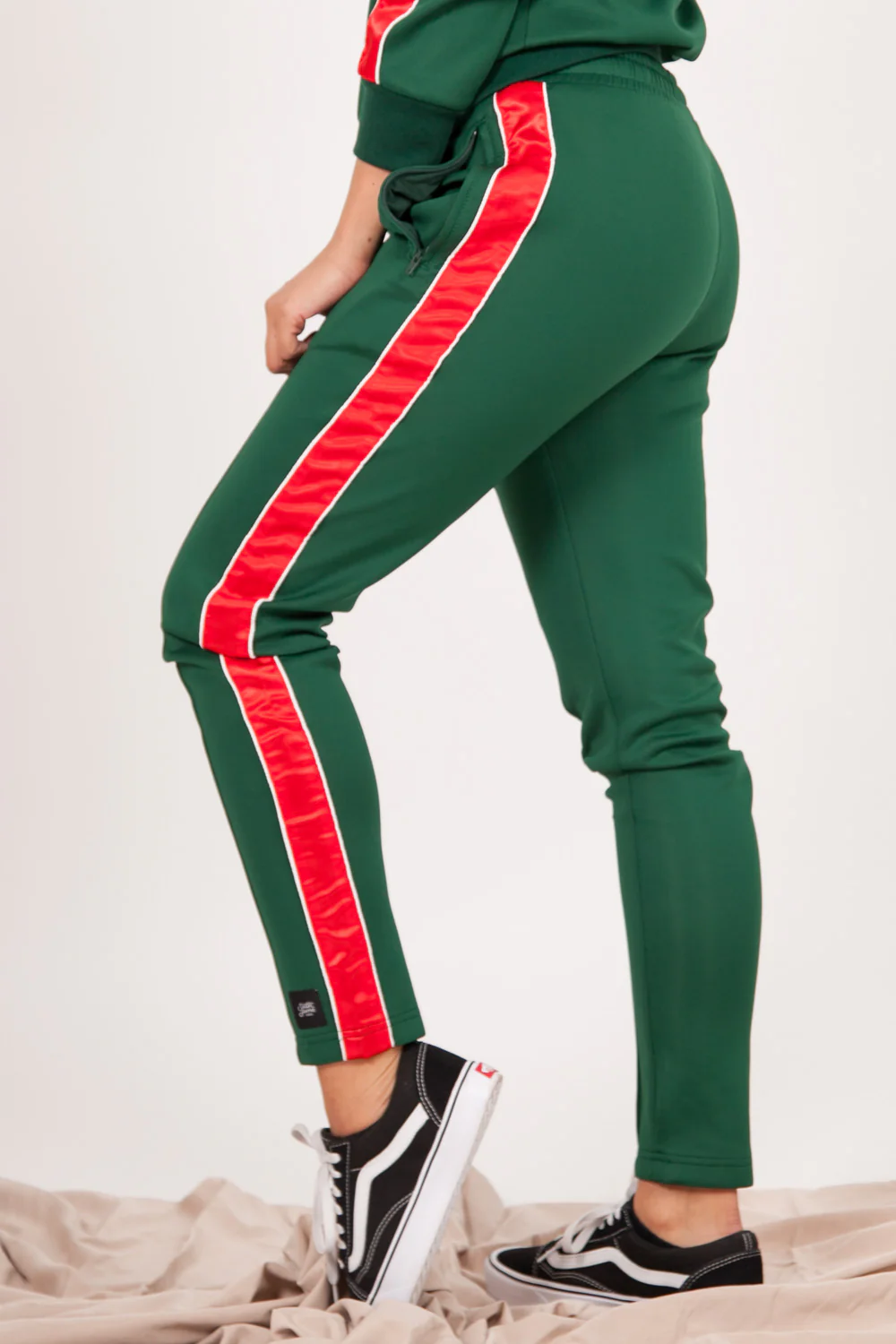Jogging bandes satin vert - Image 2