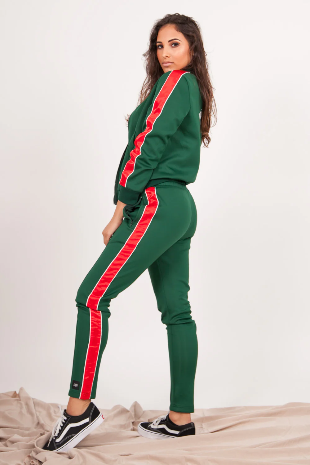 Jogging bandes satin vert - Image 3