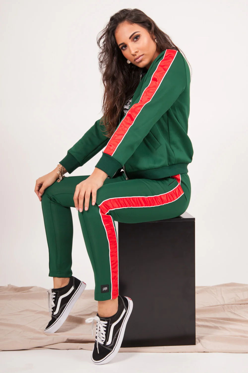 Jogging bandes satin vert - Image 4
