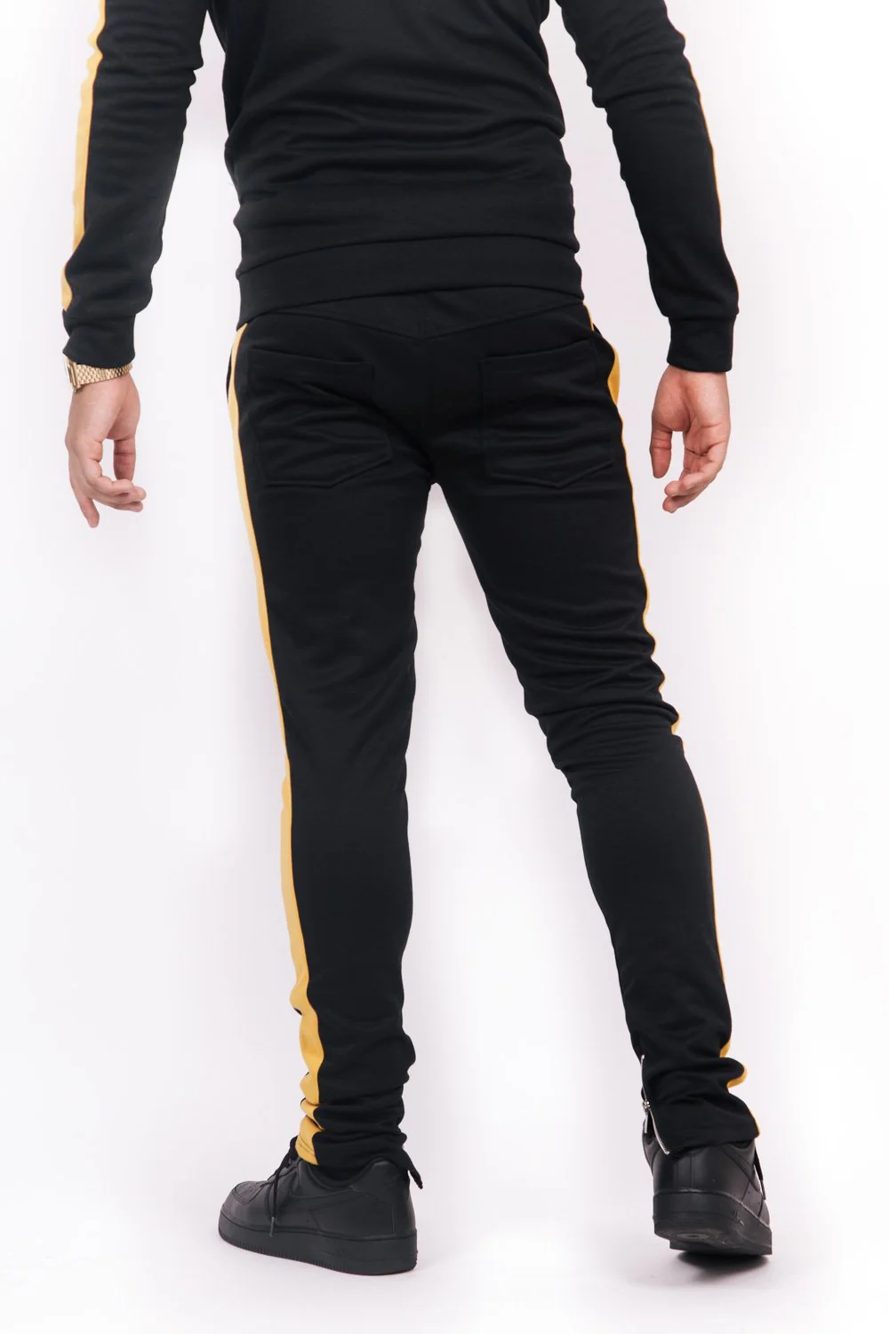 Jogging bandes zips noir jaune - Image 3