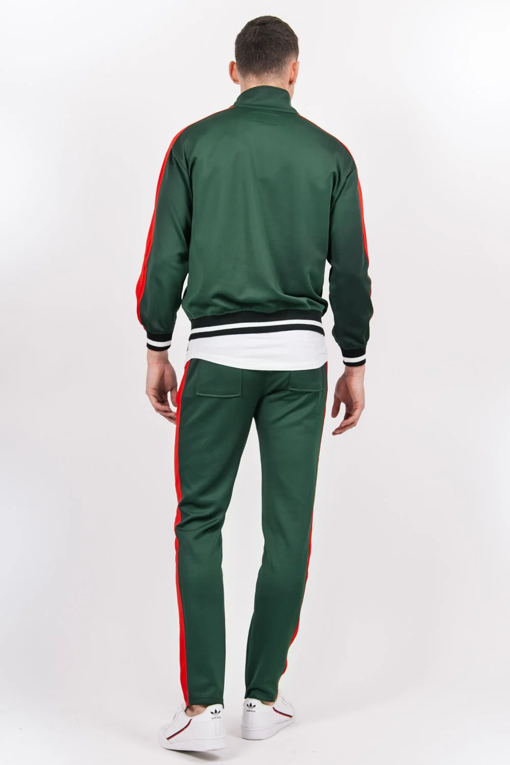 Jogging bicolores zips vert rouge - Image 3