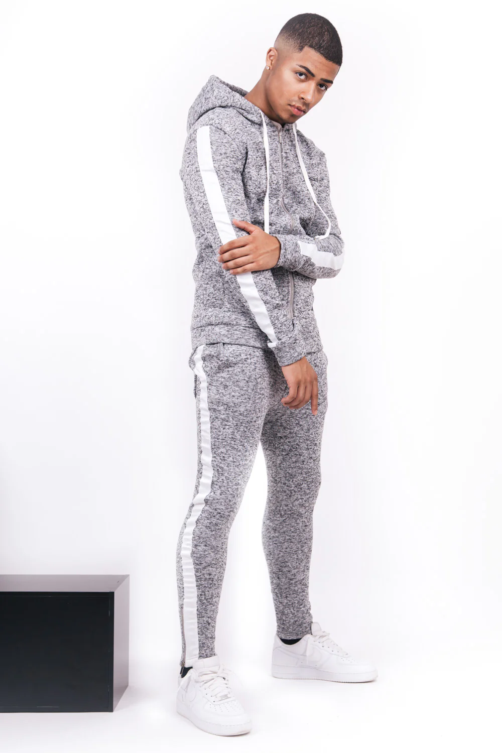 Jogging chiné bandes gris - Image 3