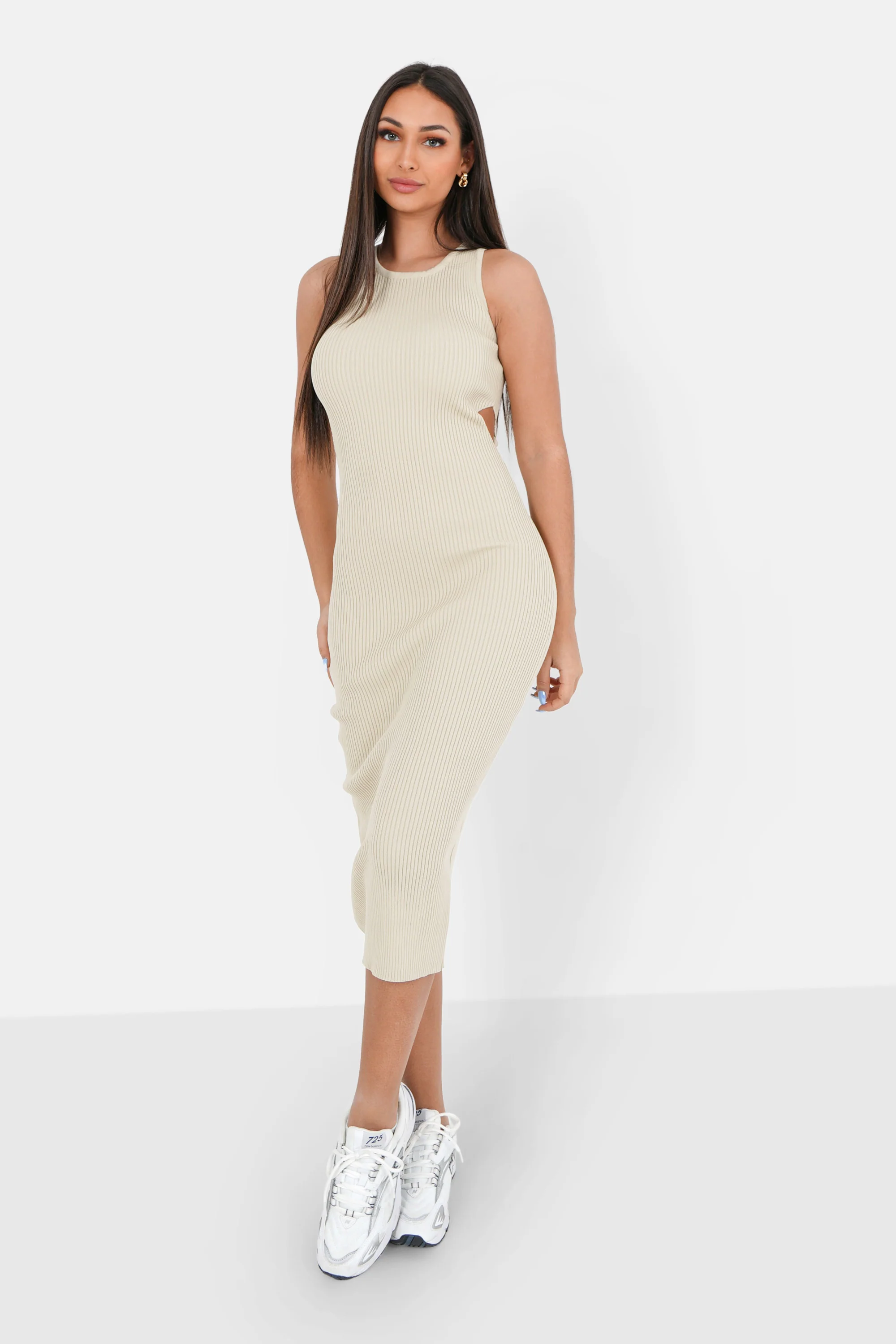 Robe maille côtés Beige