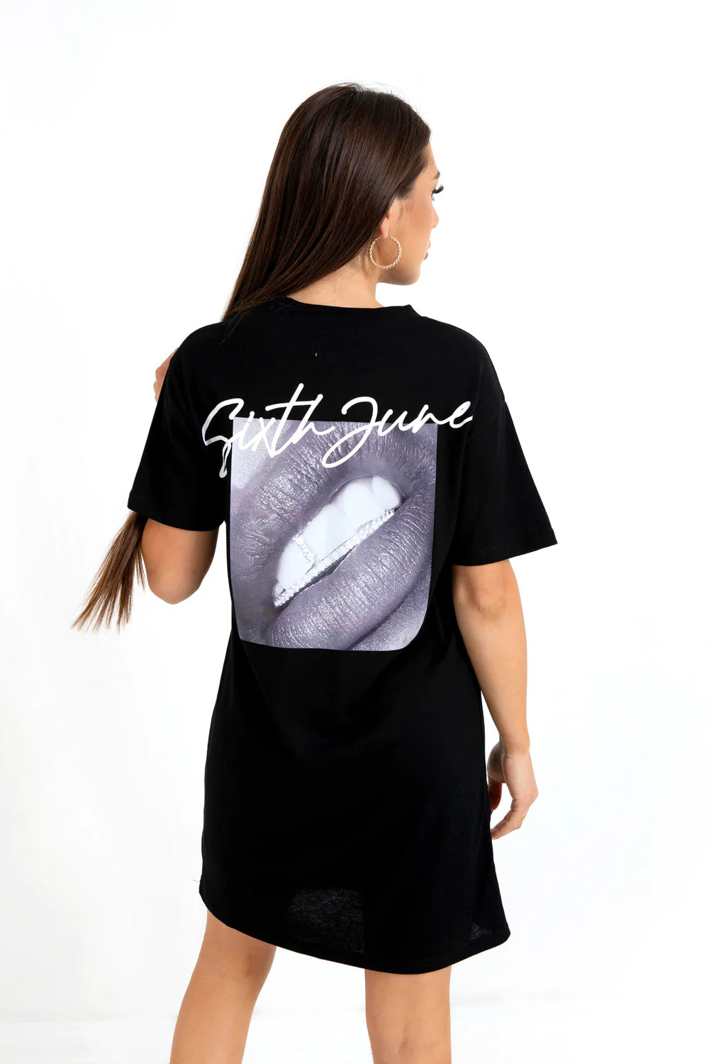 Robe t-shirt lèvres Noir