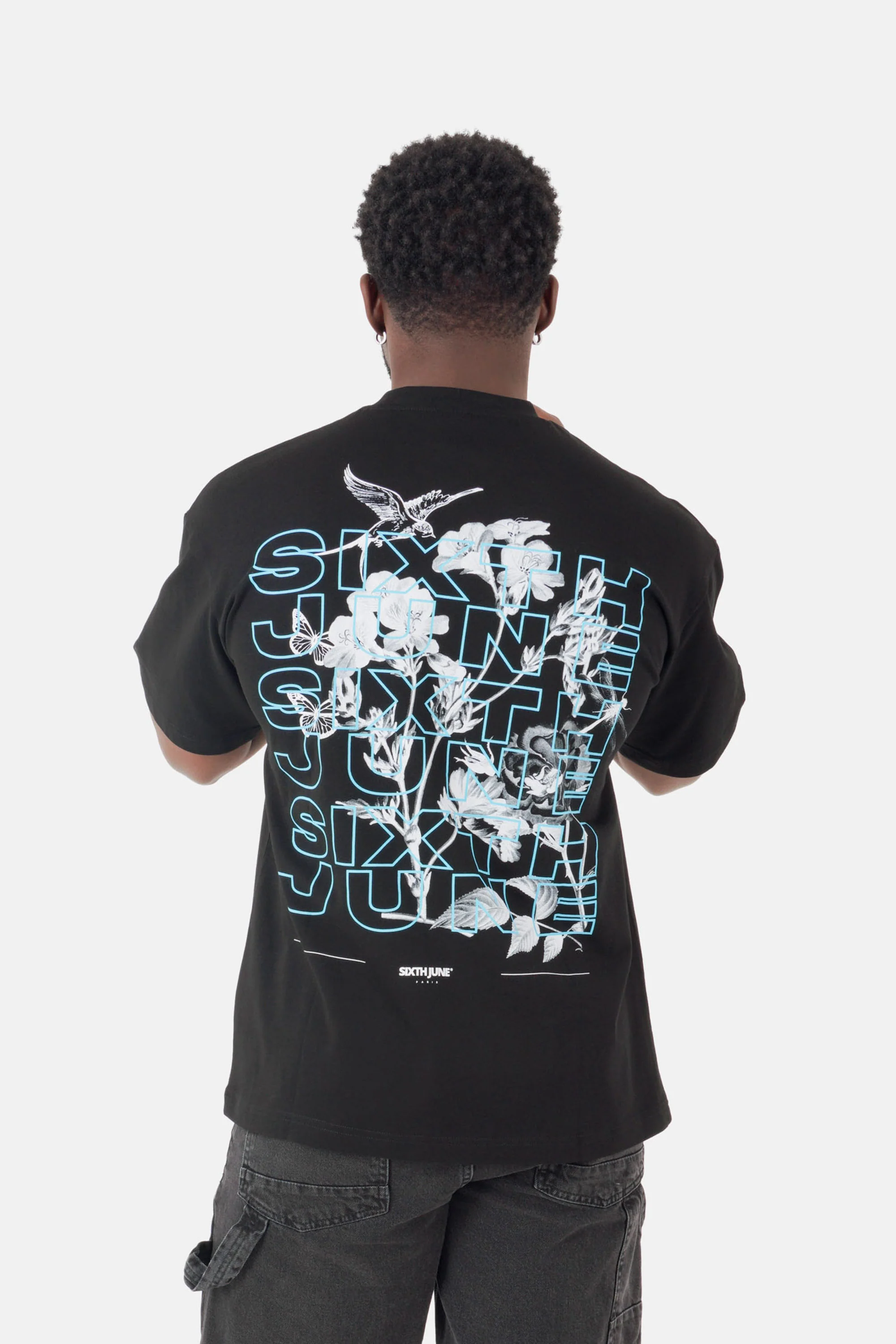 T-shirt imprimé floral Noir