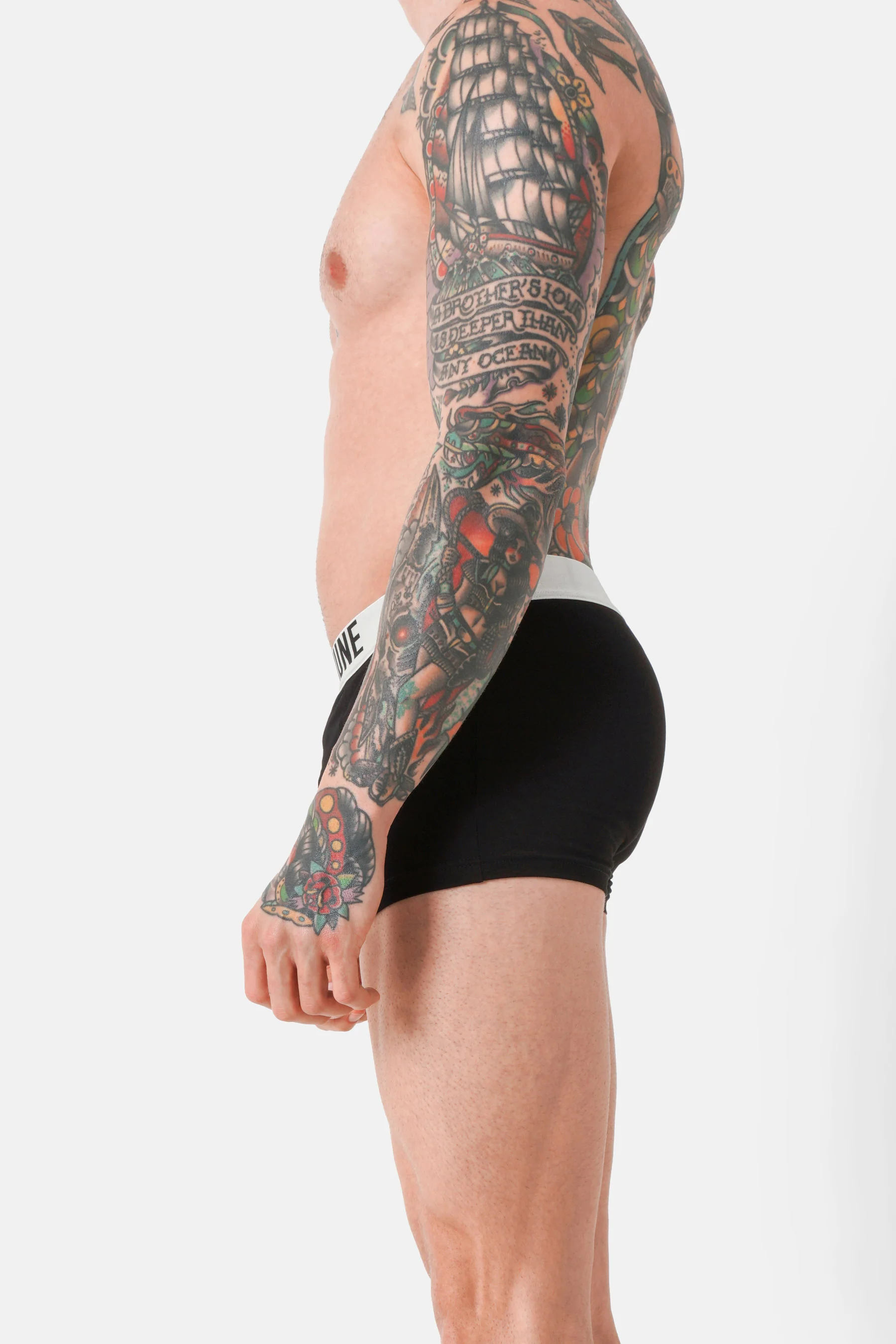 Lot 3 boxers uni texte Noir + Blanc + Gris - Image 3