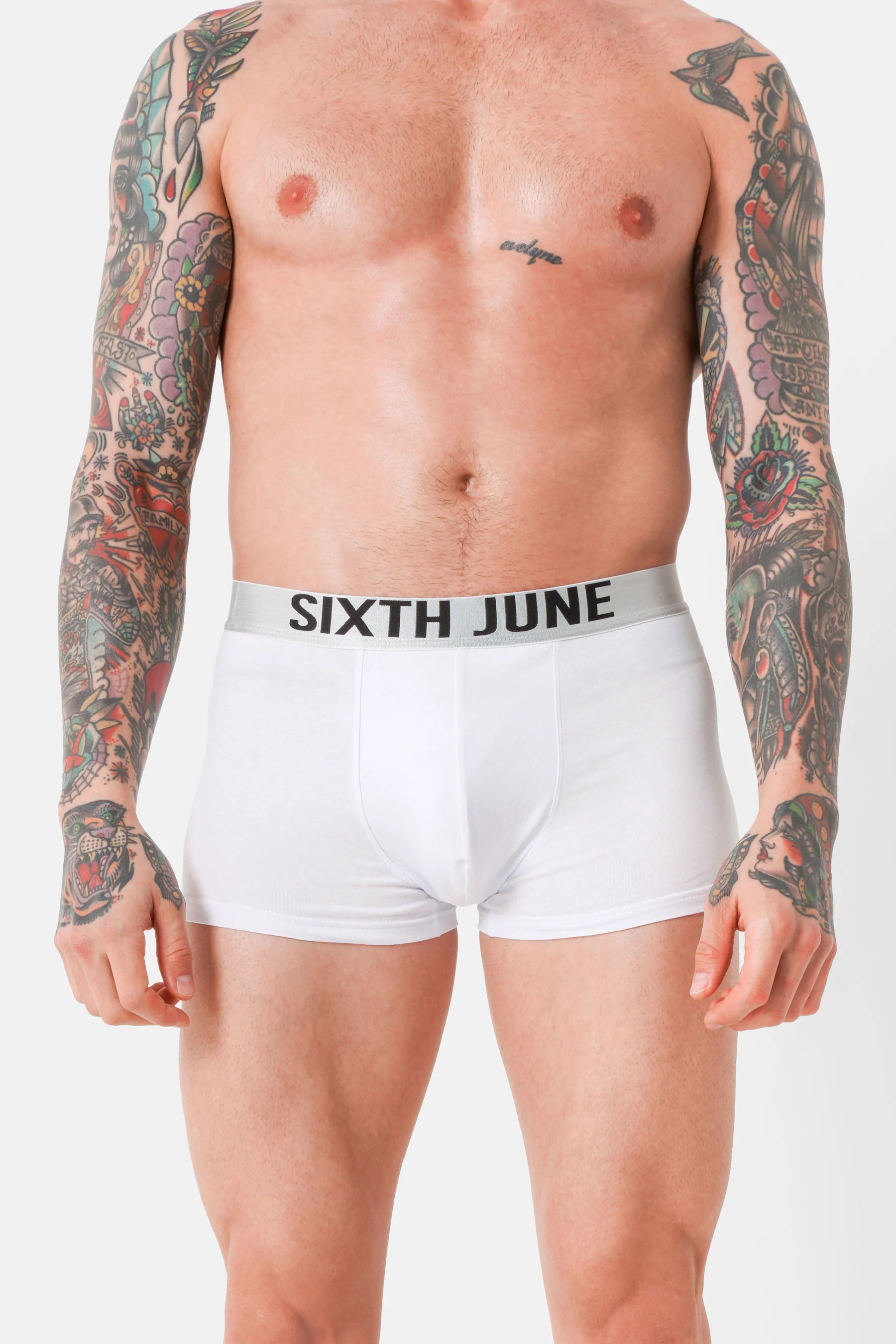 Lot 3 boxers uni texte Noir + Blanc + Gris - Image 5