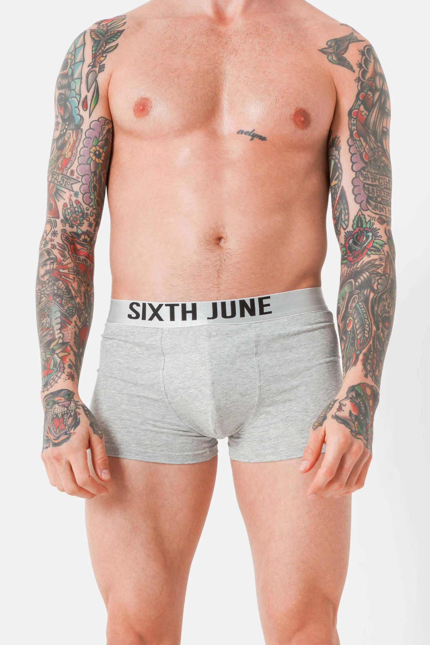 Lot 3 boxers uni texte Noir + Blanc + Gris - Image 8