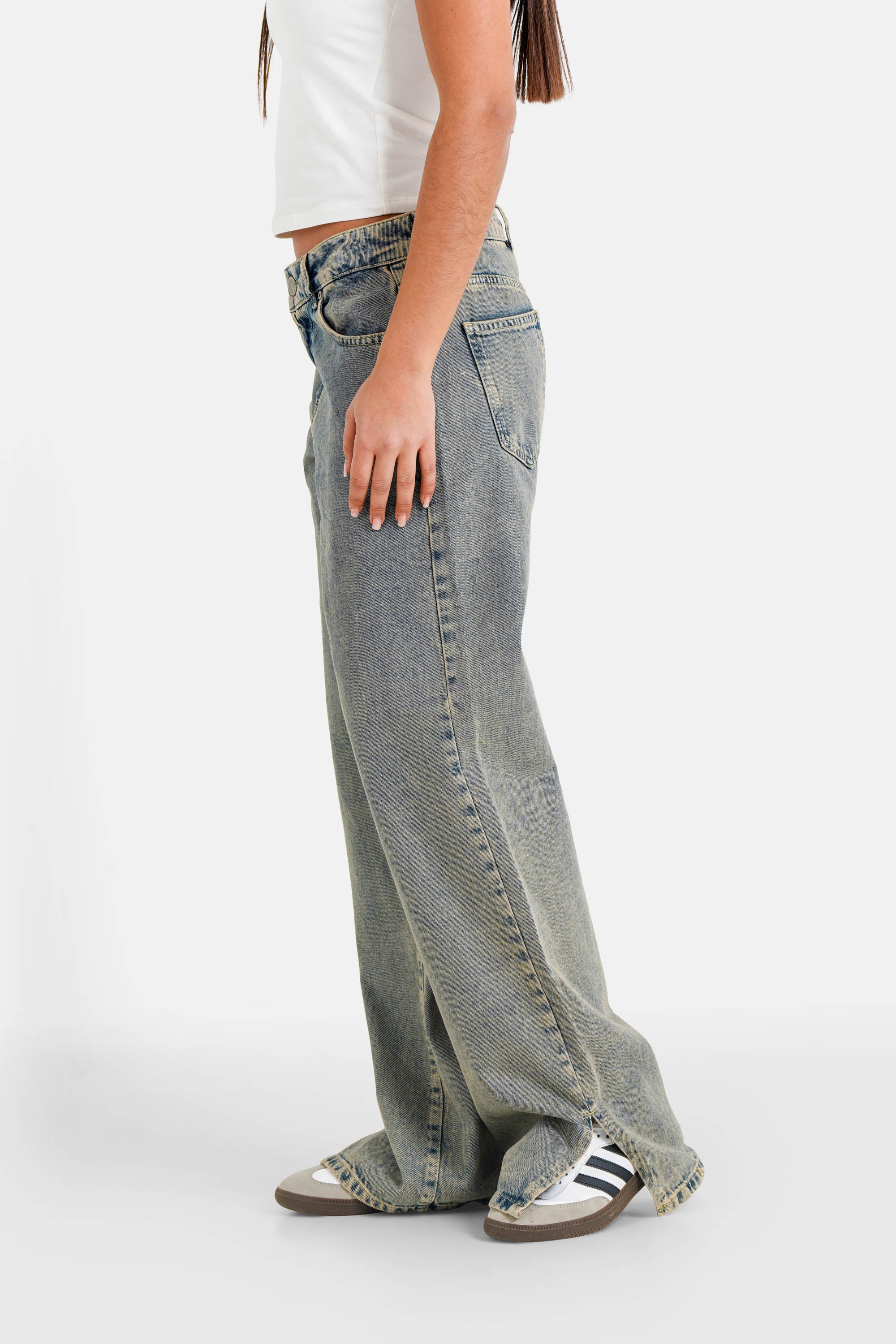 WASHED slit denim pant - Image 4