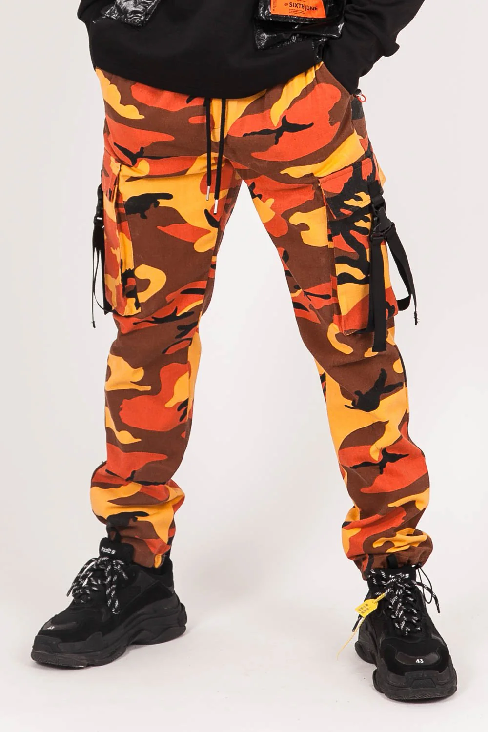 Pantalon camouflage sangles Orange