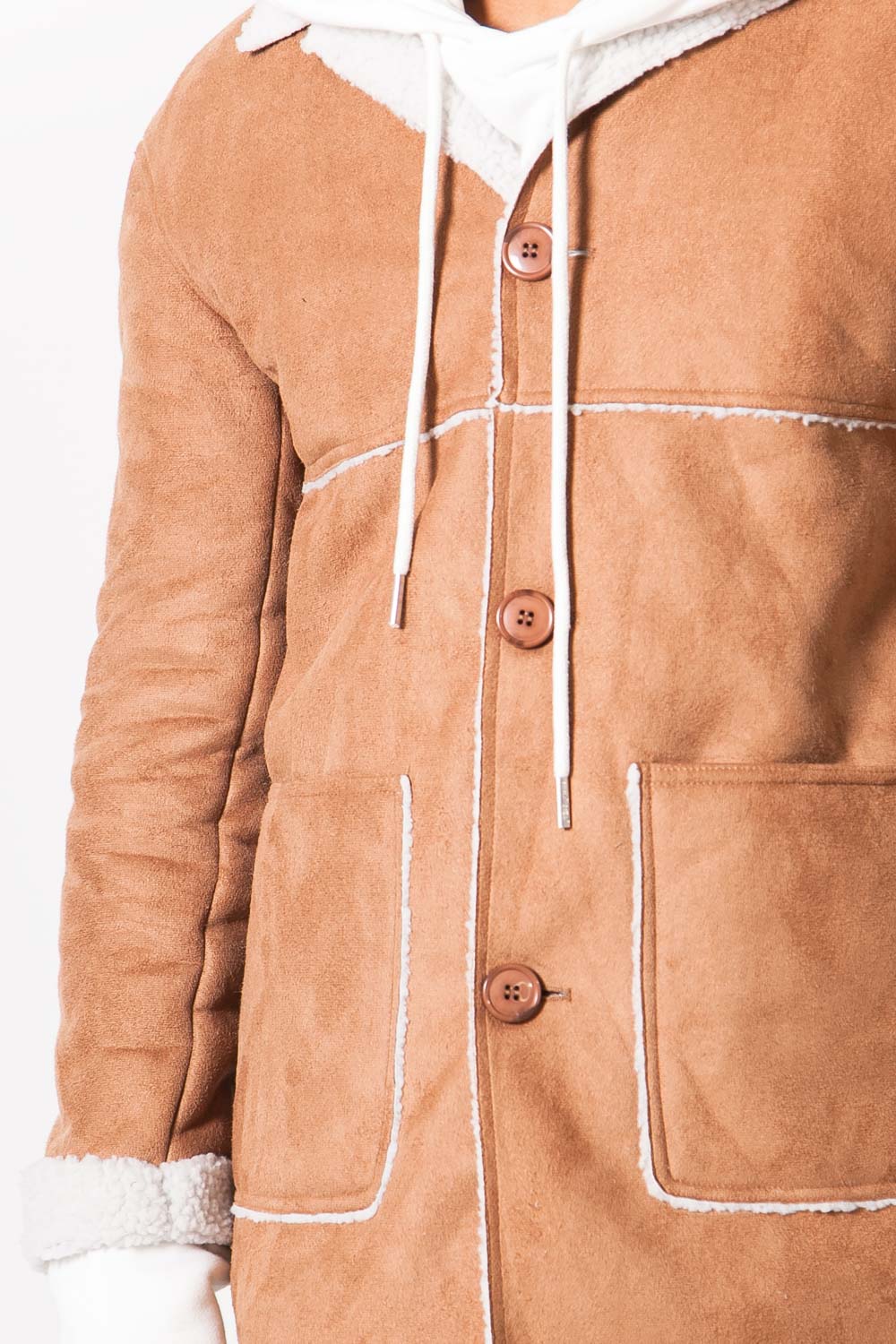 Manteau sherpa suédine marron - Image 3