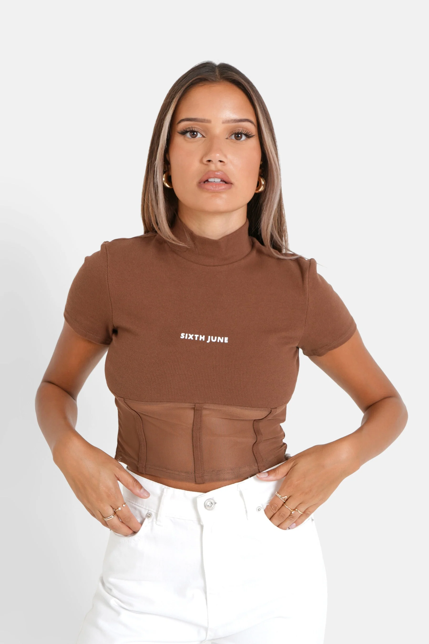 Top court corset transparent Marron clair