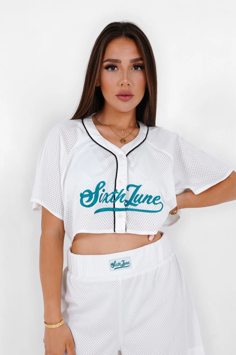 Top court mesh signature Blanc
