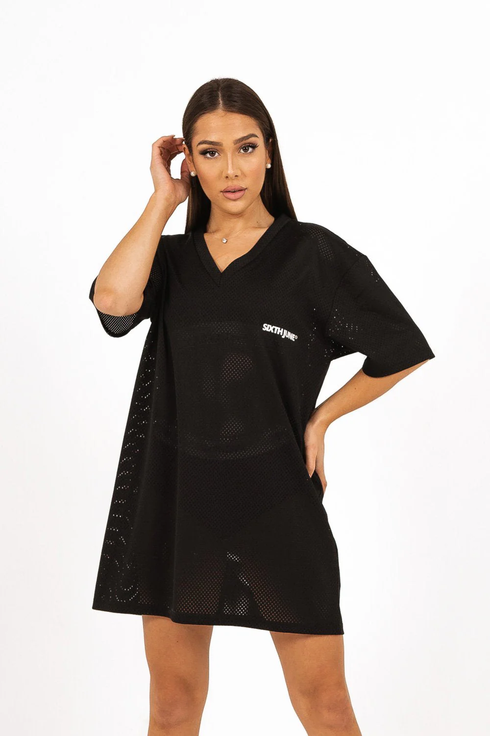 Robe t-shirt mesh logo noir