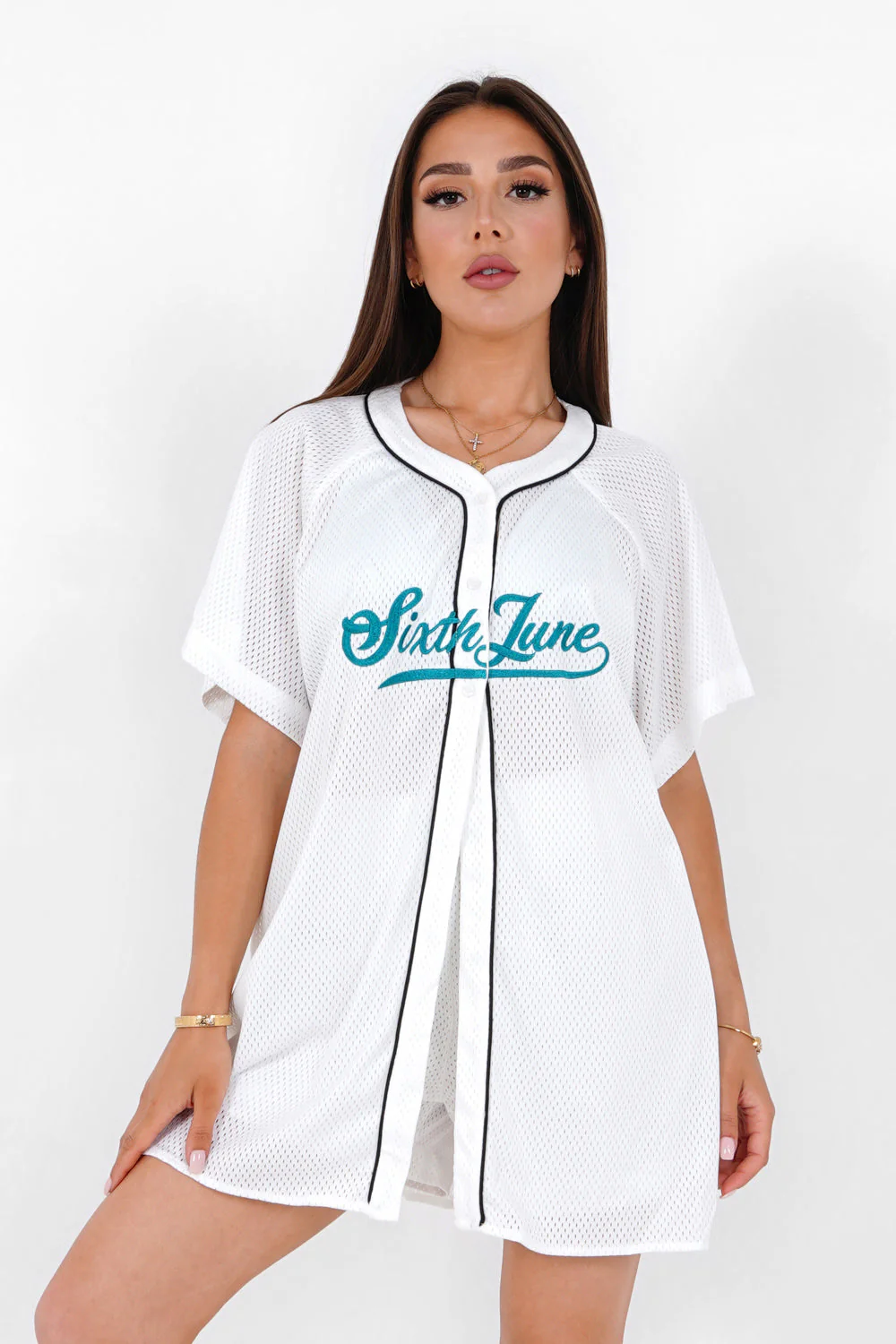 Chemise mesh oversize signature Blanc