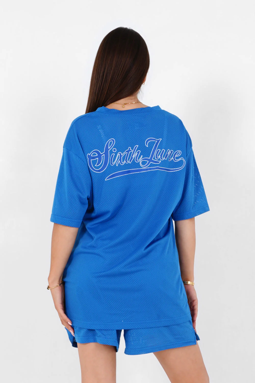 T-shirt mesh logo Bleu