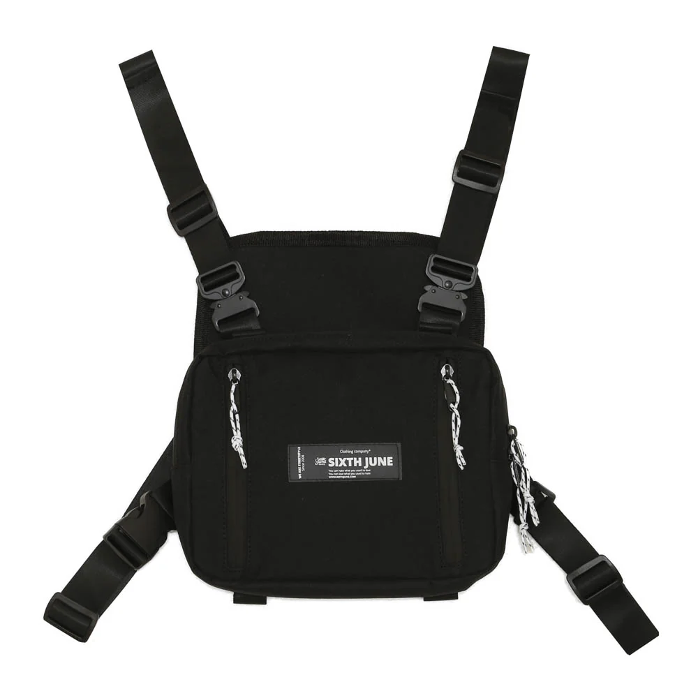 Petit sac poitrine boucle zip logo noir
