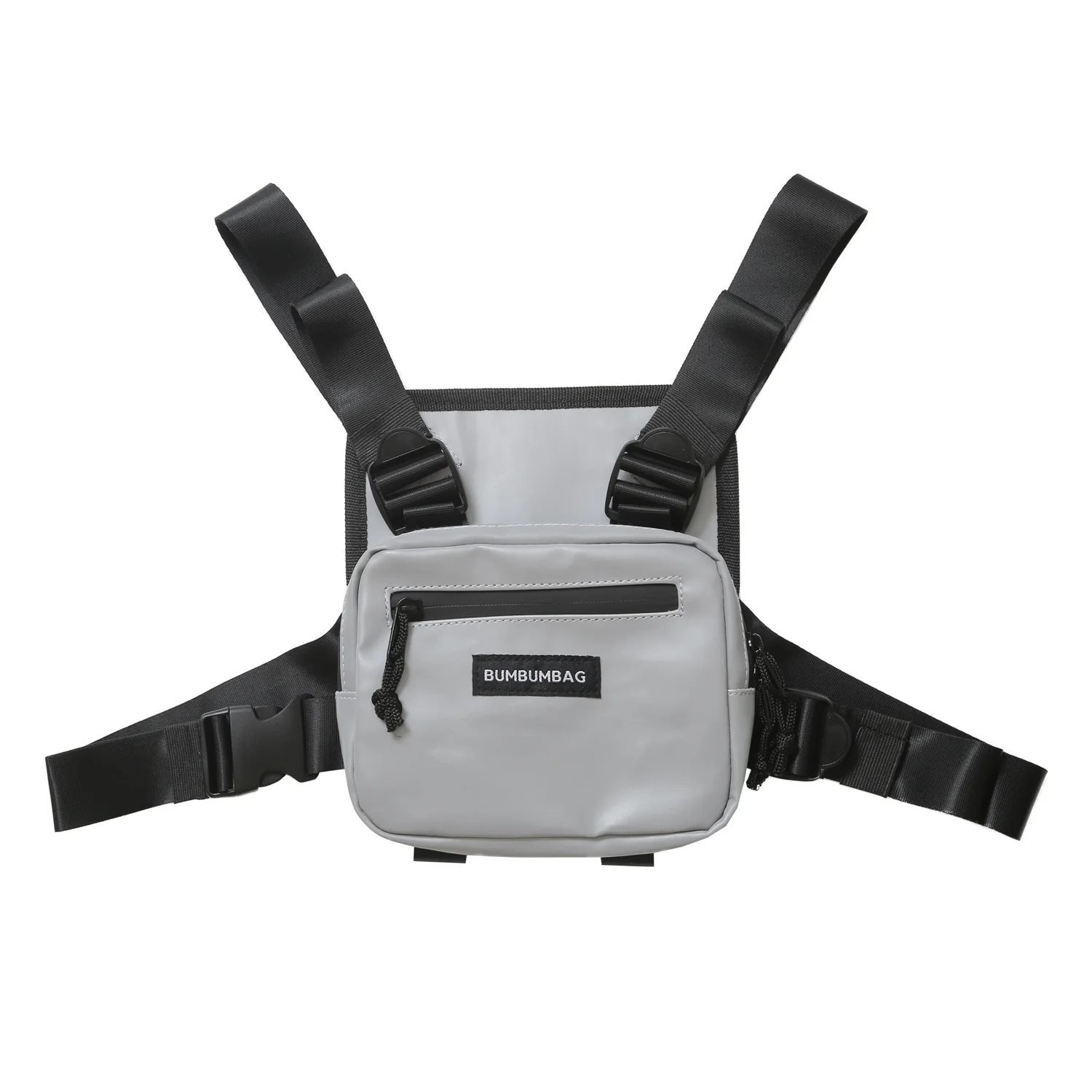 Mini sac poitrine réfléchissant logo gris
