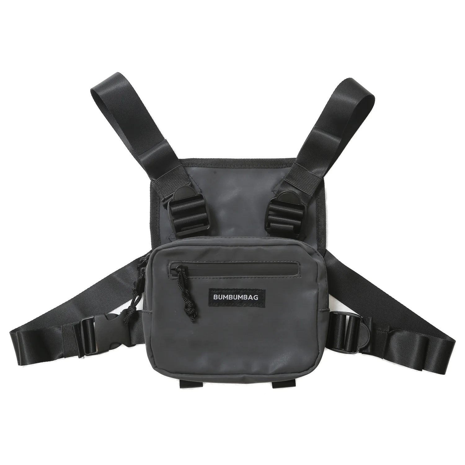 Mini sac poitrine réfléchissant logo noir