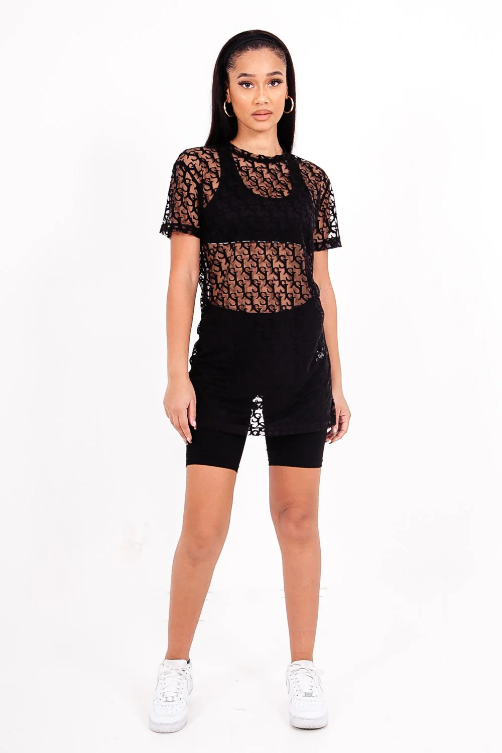 T-shirt long transparent imprimé Noir - Image 2