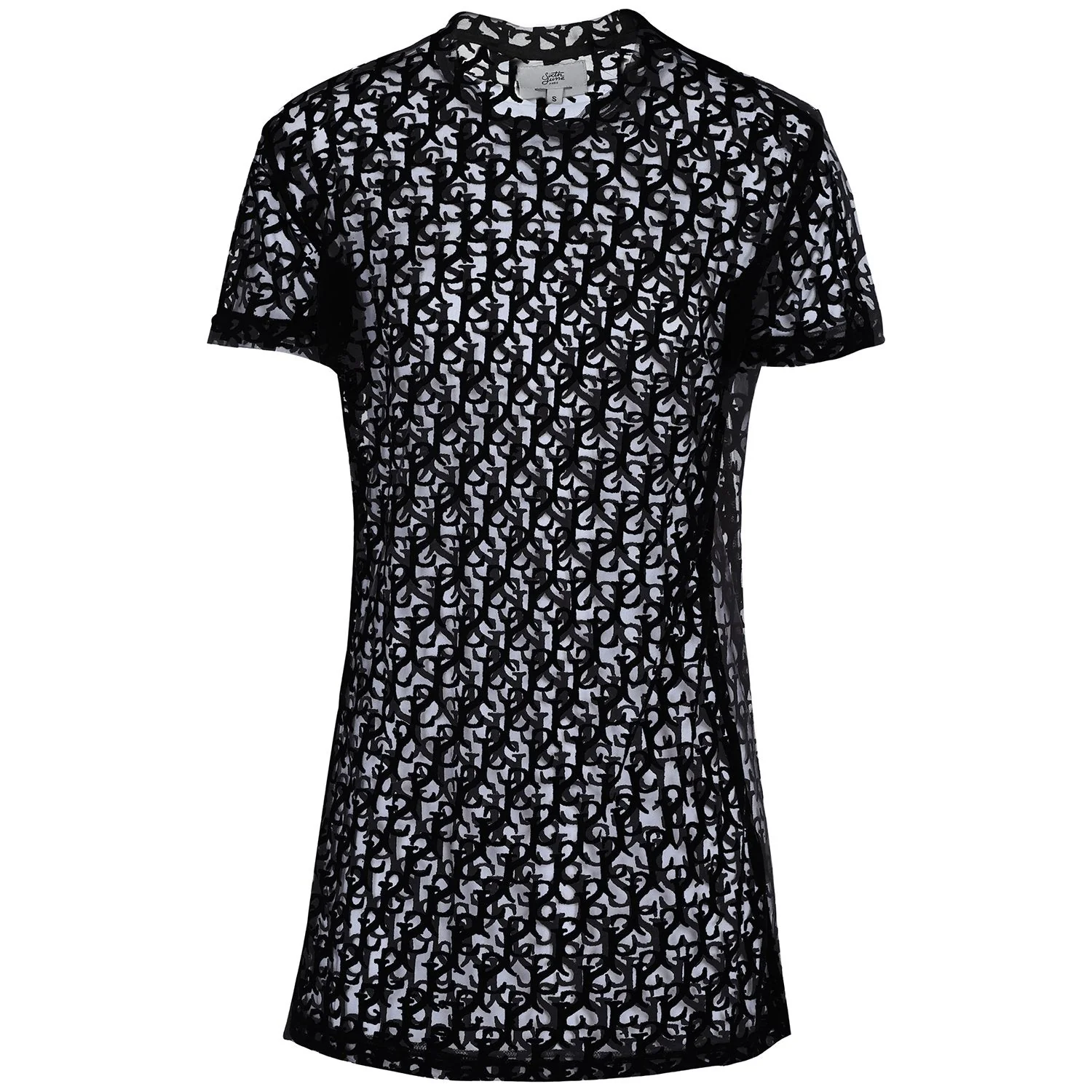 T-shirt long transparent imprimé Noir - Image 5