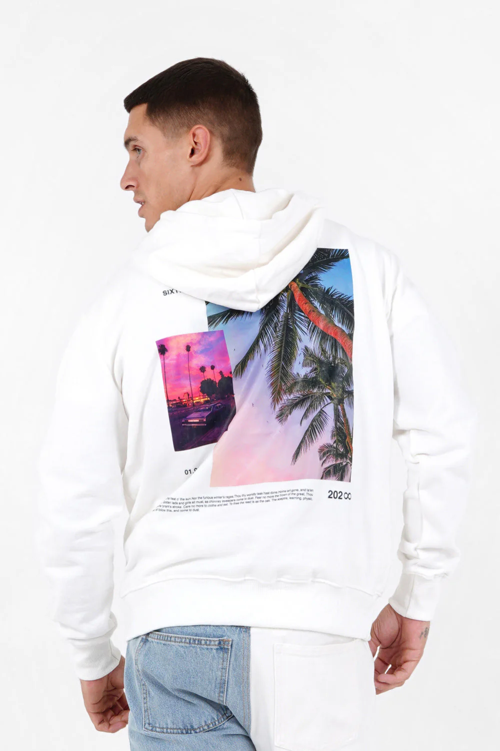Sweat capuche imprimé sunset Blanc