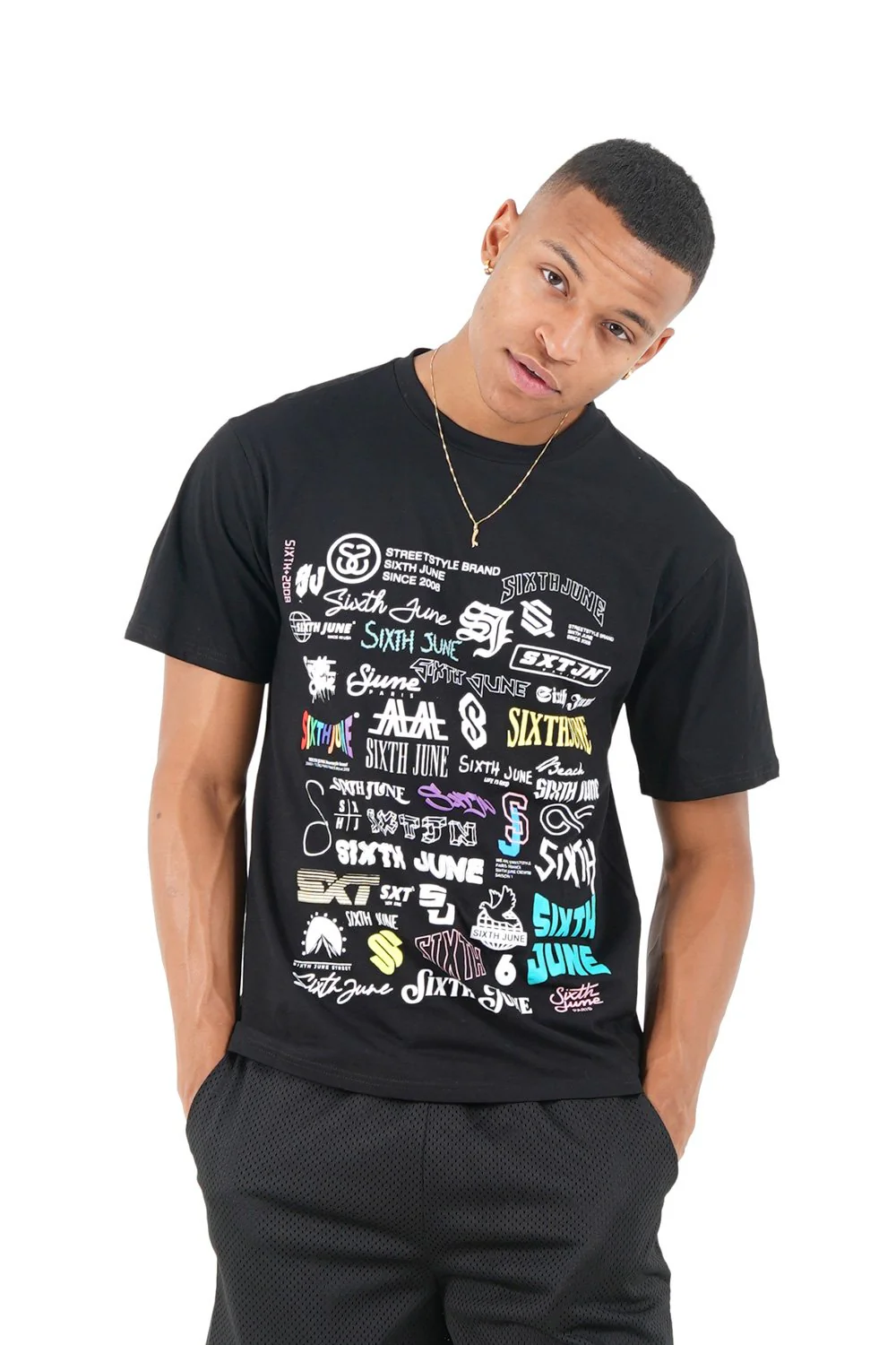 T-shirt multi logos Noir - Image 2