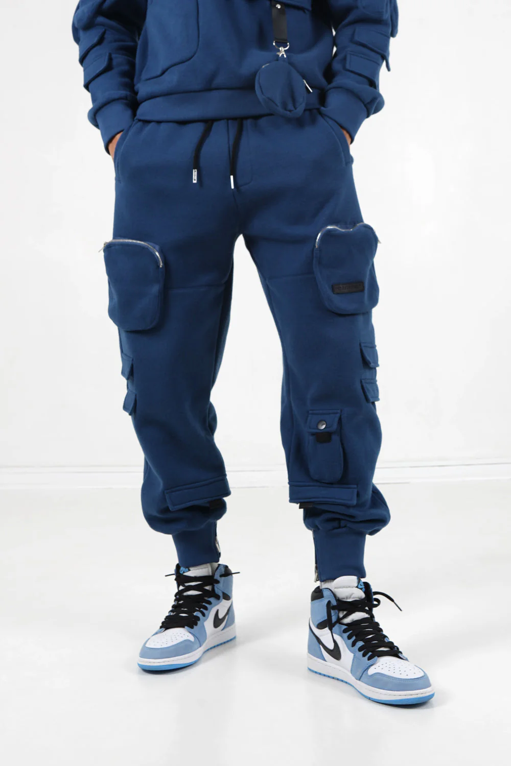 Jogging cargo poches zip Bleu foncé